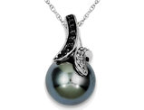 Gray Freshwater Cultured Pearl Pendant Necklace in Sterling Silver with Chain